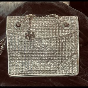 Sparkle silver small/medium size beautiful Tory Burch bag